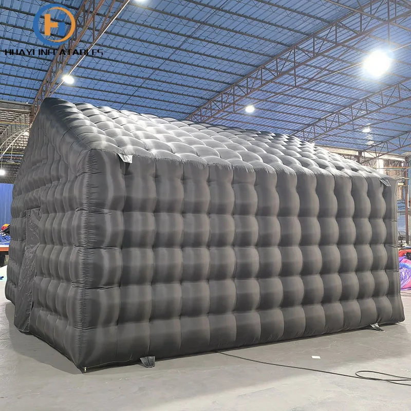 HUAYI 20ft commercial led grade Black disco light mobile night club tent  Party  inflatable nightclub for party