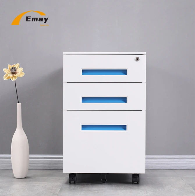 Colorful Handle Metal Filing Cabinet With Lock Steel Mobile File Storage For A4/FC Folder