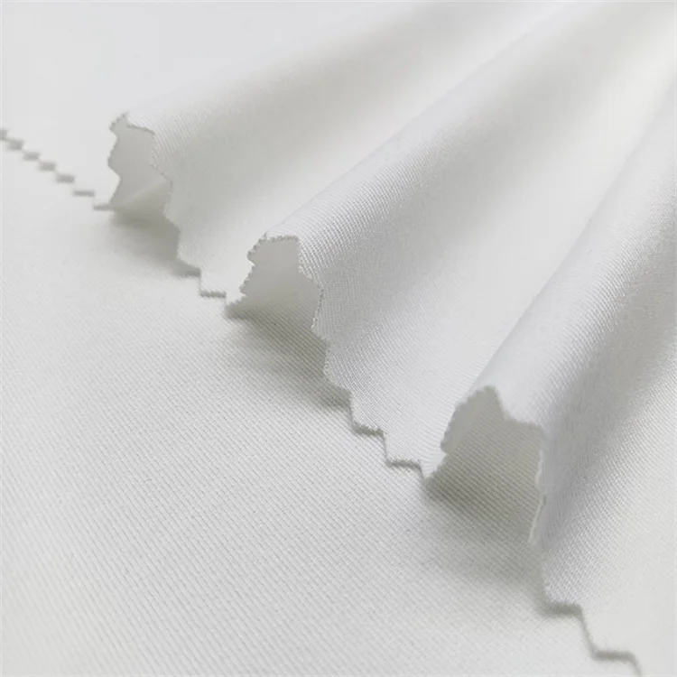 white bleach dyed eco friendly t-shirt cloth 90% recycle polyester weft knitting interlock jersey fabric