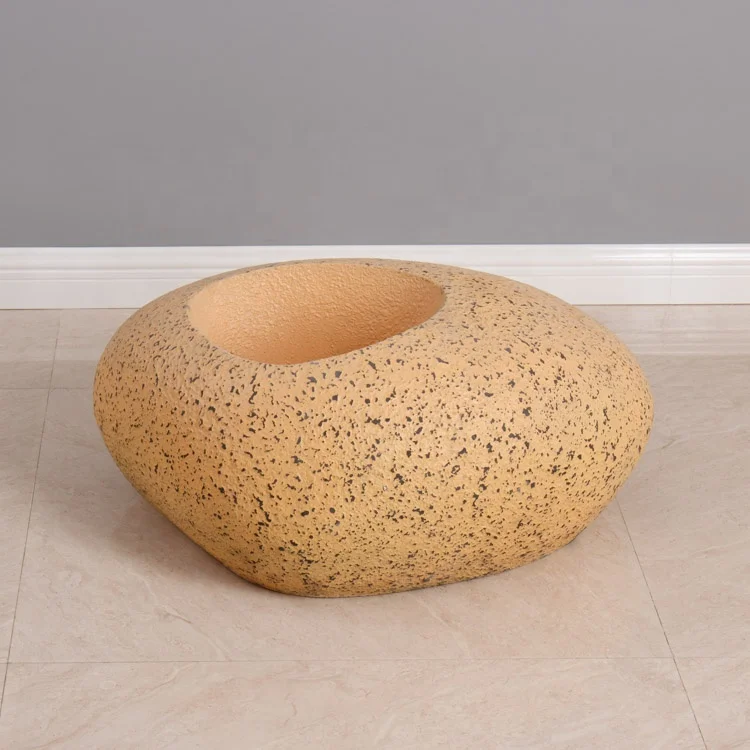 Decoration Home Hotel Green Garden Planter Natural Yellow Stone Floor Vases for Shopping Mall Decor