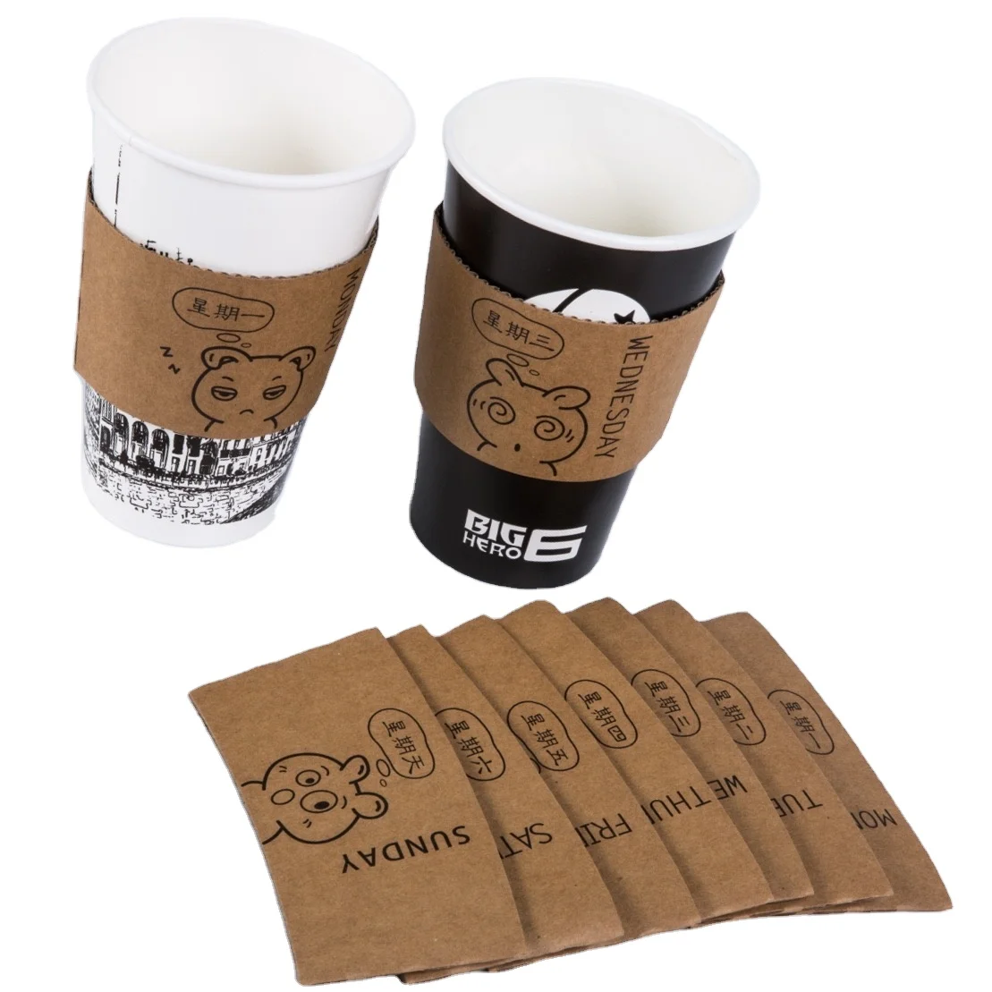 Customize Logo Design Paper Cup 6/8/10/12/16 Oz Ripple /single/double Paper Coffee Cups With Disposable Paper Cup Sleeve