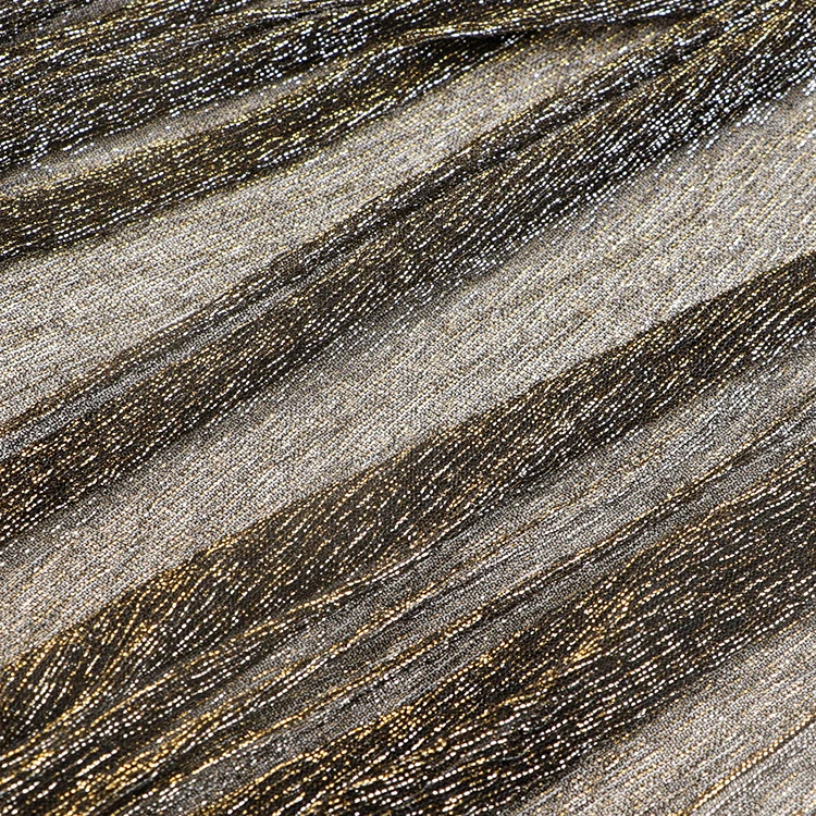 New Arrival Metallic Foil Pleated Fabric 100% Polyester Colorful Stretch Foil Fabric For Ladies Summer Dress