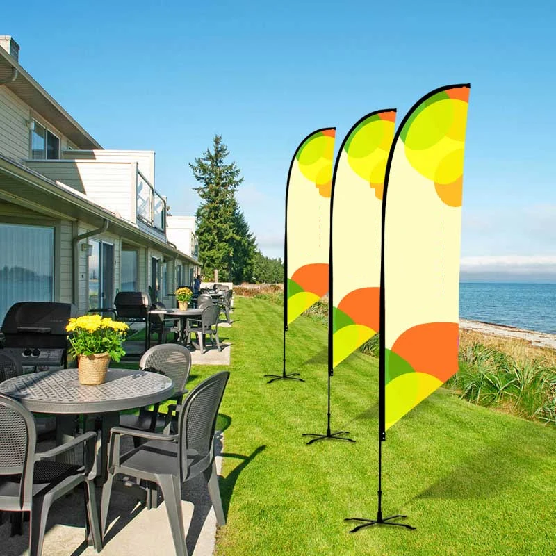 Wholesale Cheap Factory Price Customized Design Digital Print Teardrop Feather Rectangular Shape Beach Flag For Advertising