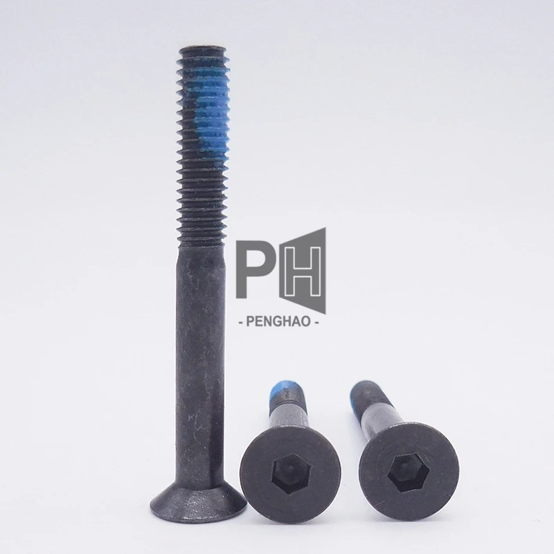 High-Strength Grade 8.8 Steel Countersunk Hex Socket Nylock Screw with Black Coating Partial Thread Anti-Loose Nylock Screw