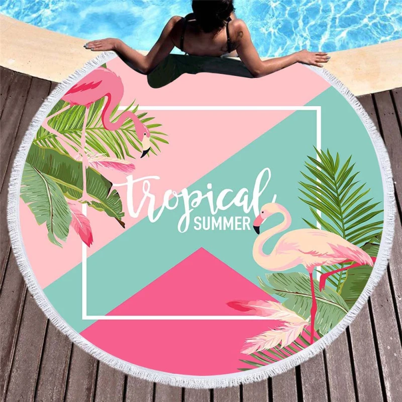 Eco-Friendly Personalized Customized Logo Round Beach Towel for Adult Customize Printed Bath Blanket Yoga Mat With Tassels