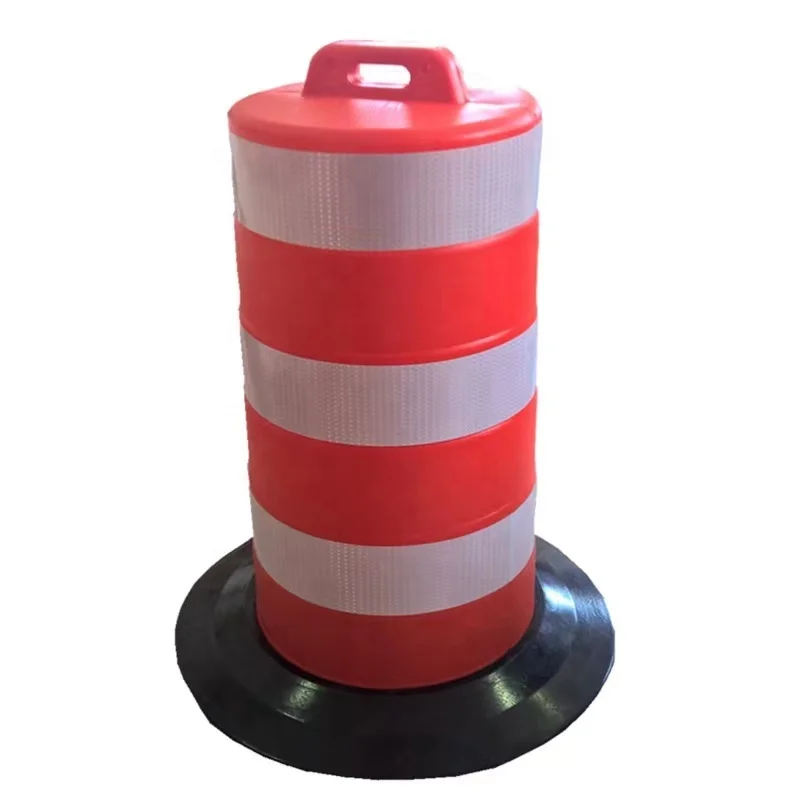 110CM Height PE  Traffic  Safety  Drum Plastic Barricade Orange Barrel with Rubber Base American