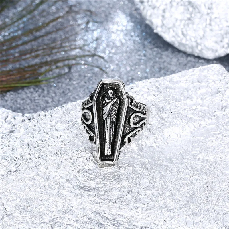 New Design Punk Mummy Ancient Silver Rings Stainless Steel Alloy Angel Men Ring