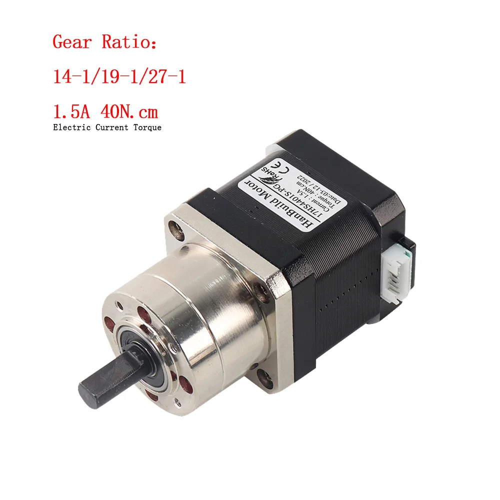 Hanbuildfor 42 Шаговый двигатель 17HS4401S-PG 1.5A 40N. См Передаточное отношение 14/19/27-1 Nema17 планетарный редуктор для 3D принтер