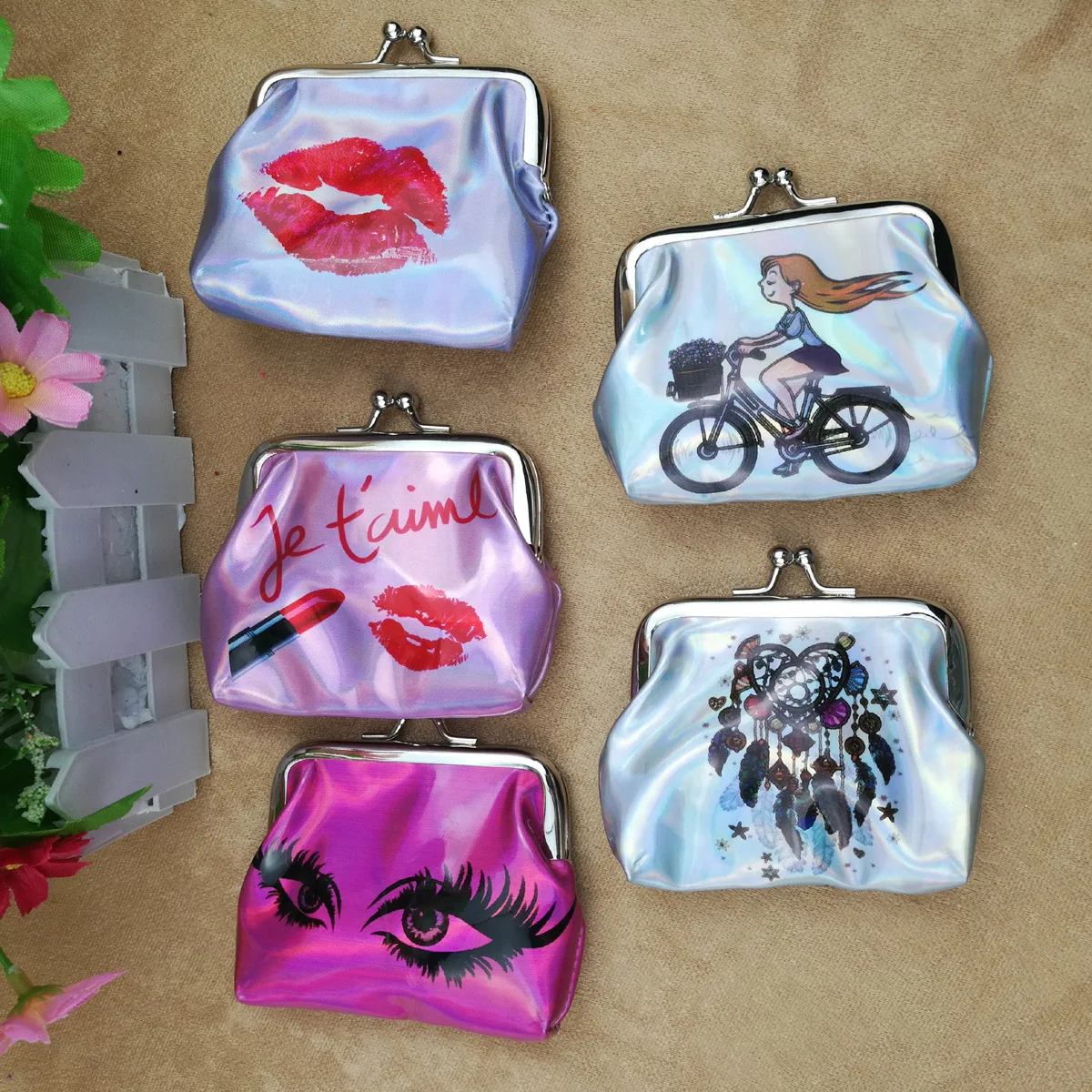 3 Inch Pvc Buckle Coin Purse Clutch Bag Laser Printing Iron Clip Cartoon Coin Purse