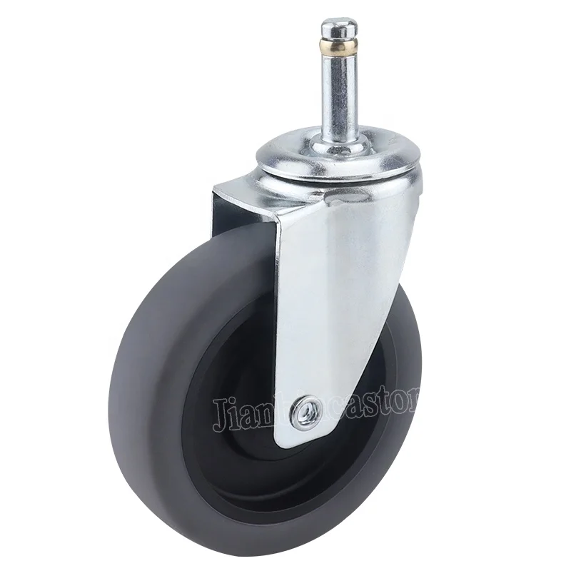 4 Inch with Inserted Link Copper Ring Gray TPR Plastic Casters Wheels PVC PU PP Nylon industrial caster wheels