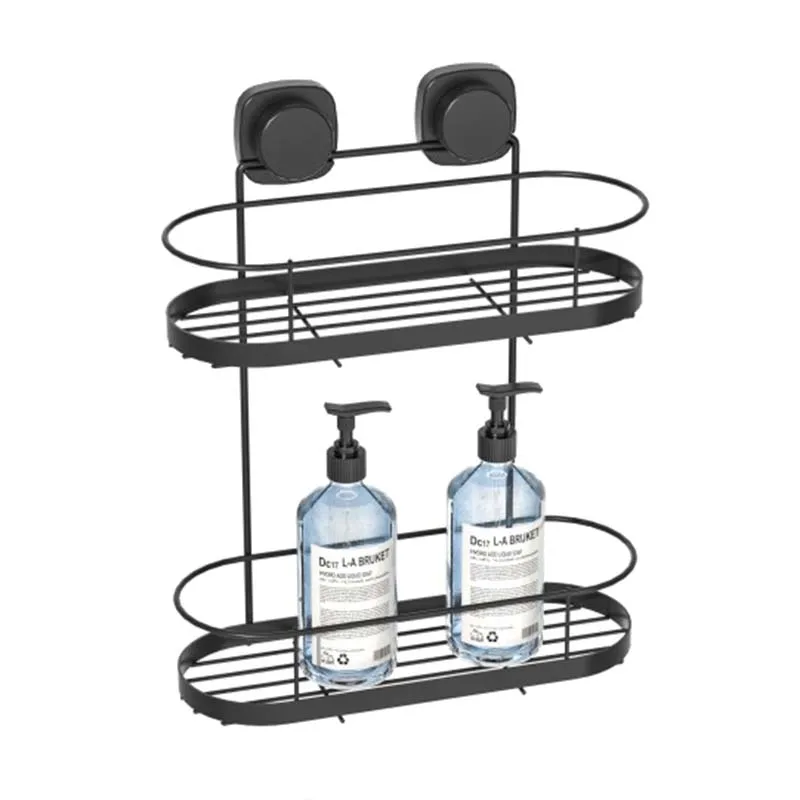 WIREKING Suction Stable Metal Corner Shower Caddy Hanging Soap Dish Bearing 10kg Bathroom Storage Shelf Towel Holder