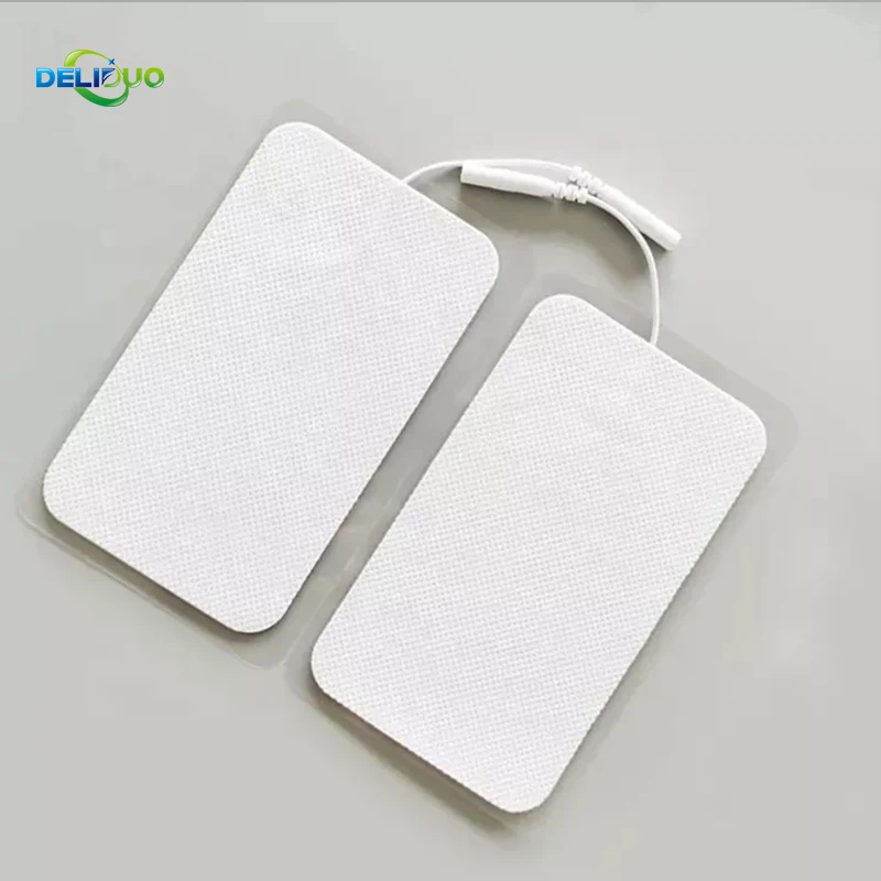 Plug Reusable Massage Muscle Tens Unit 2X4 Electrodes  Medical Electrotherapy Tens Electrode tens Pads Made Machine Reusable Pad