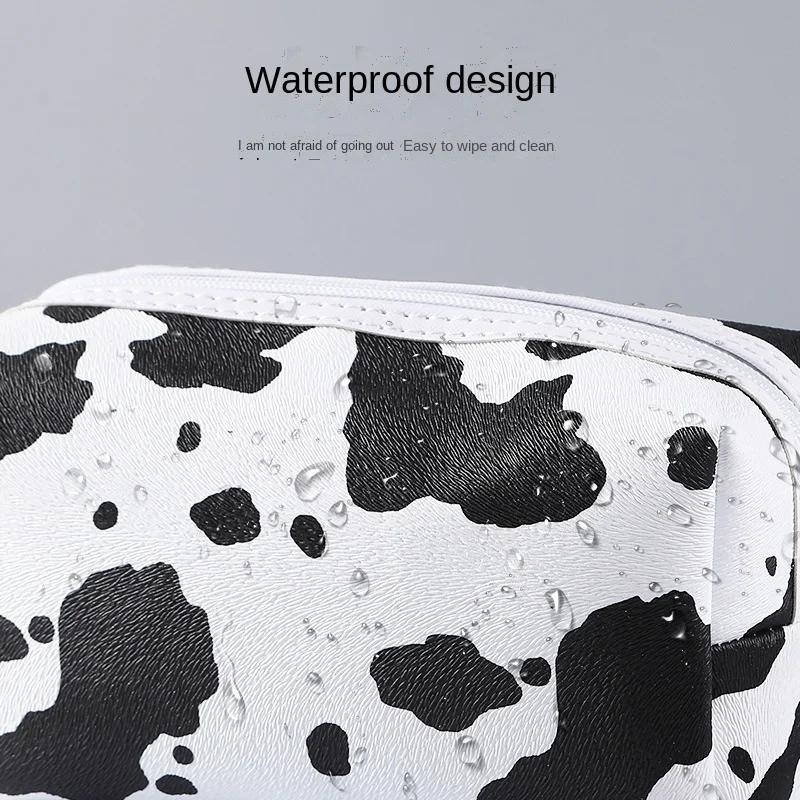 Waterproof toiletry bag for ladies on business trip Airplane Makeup bag Portable travel bag the cow grain Case