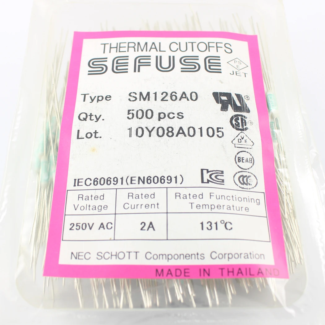 Microtemp Axial SM Thermal Fuse 131 Degree TF Cutoff 2A 250V SM126A0