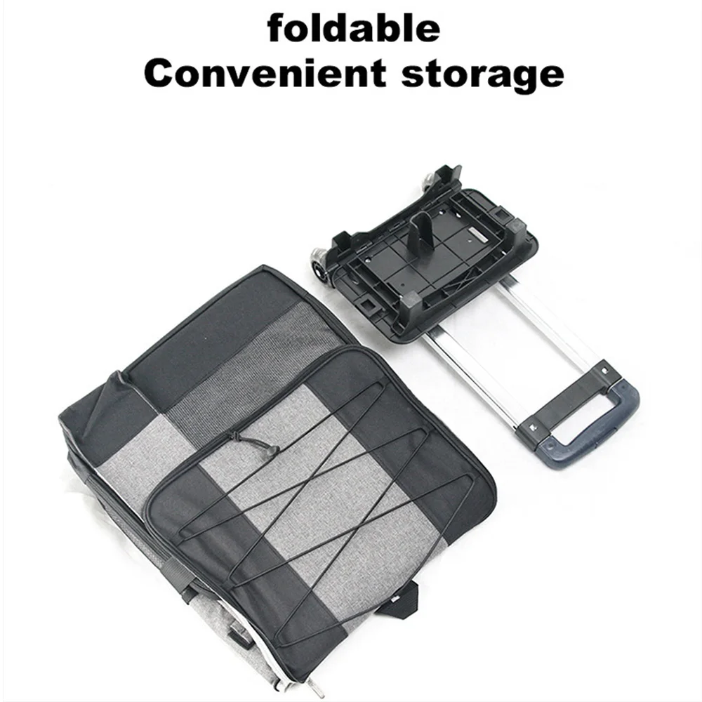 Removable trolley insulation outdoor picnic bag large tug ice portable rolling refrigerated cooler delivery backpack with wheels