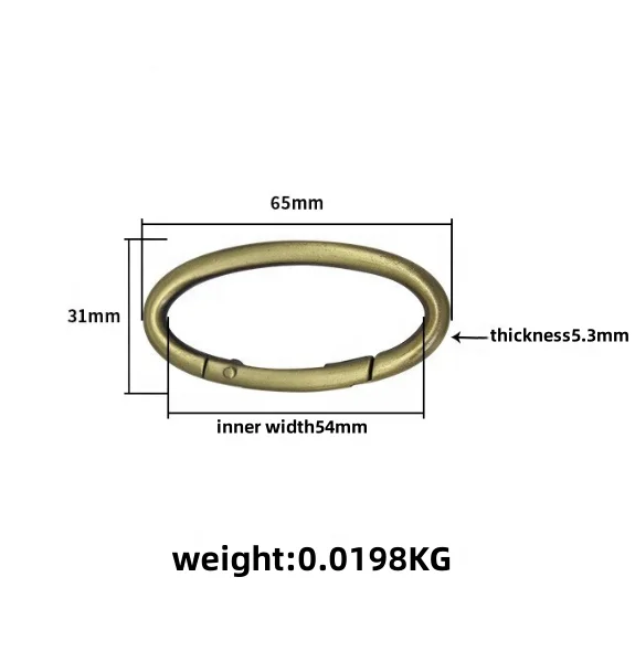 Oval Double Open Ring Spring Buckle Lightweight Bag with Lited Feature