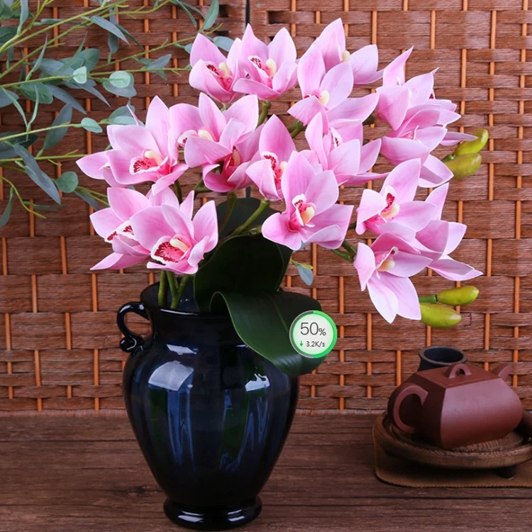 Wholesale high quality real feel latex orchid 3D printing artificial orchid flower for hotel home decoration