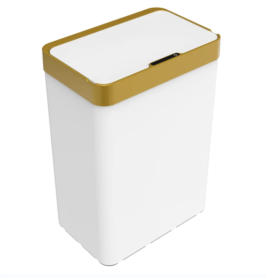 19 Gallon 3 Opening Modes Bathroom Smart stainless steel trash can for Bedroom Bathroom Kitchen Office Black Gold Border  Bin
