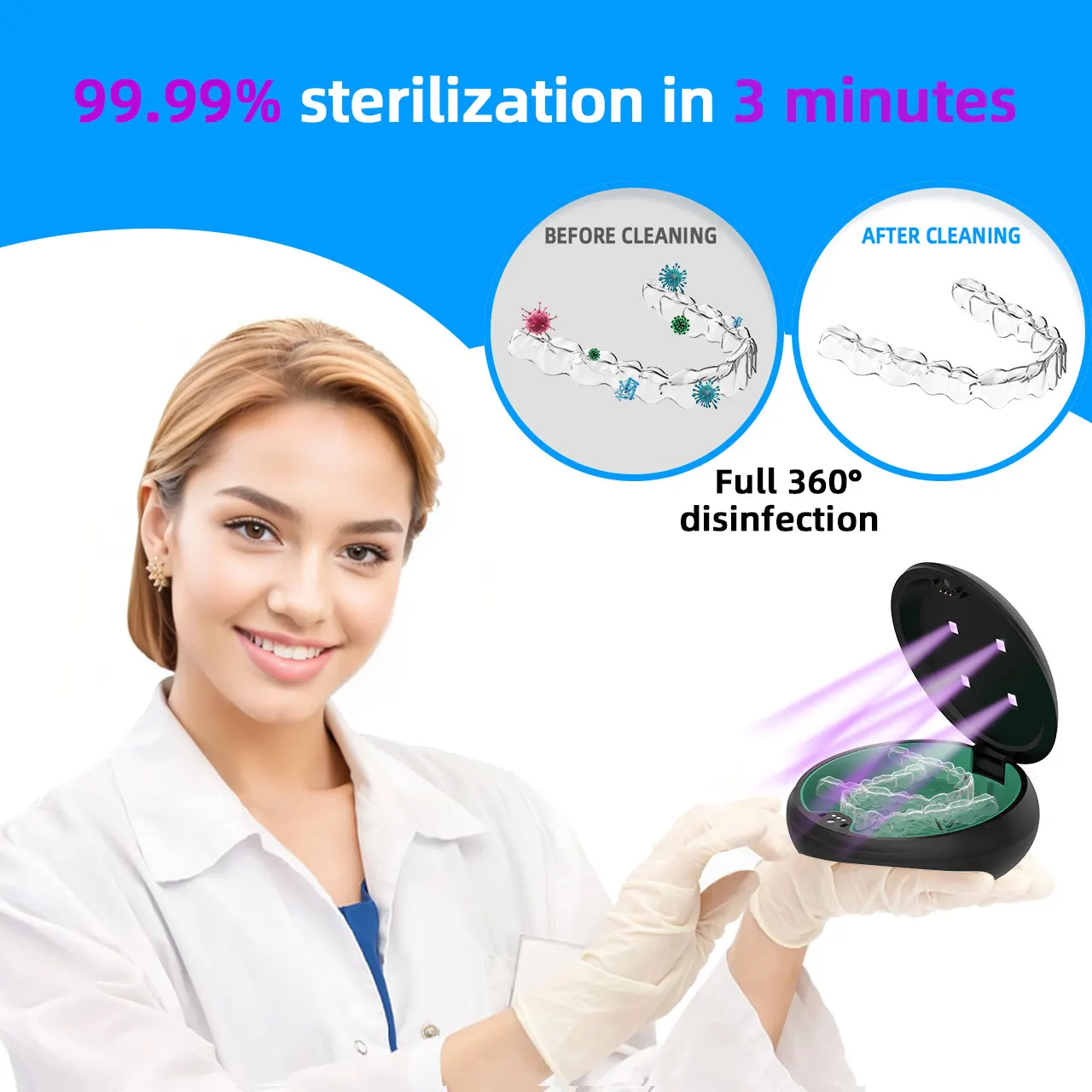 Newest Wholesale Transparent Dental Membrane Crown Retainer Case Plastic Denture Box