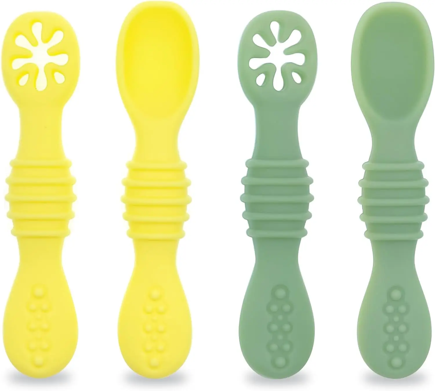 BHD Dishwasher Safe Soft Tip First Stage Silicone Infant Training Spoon BPA Free Chewable Teething Baby Spoon for Boys and Girls