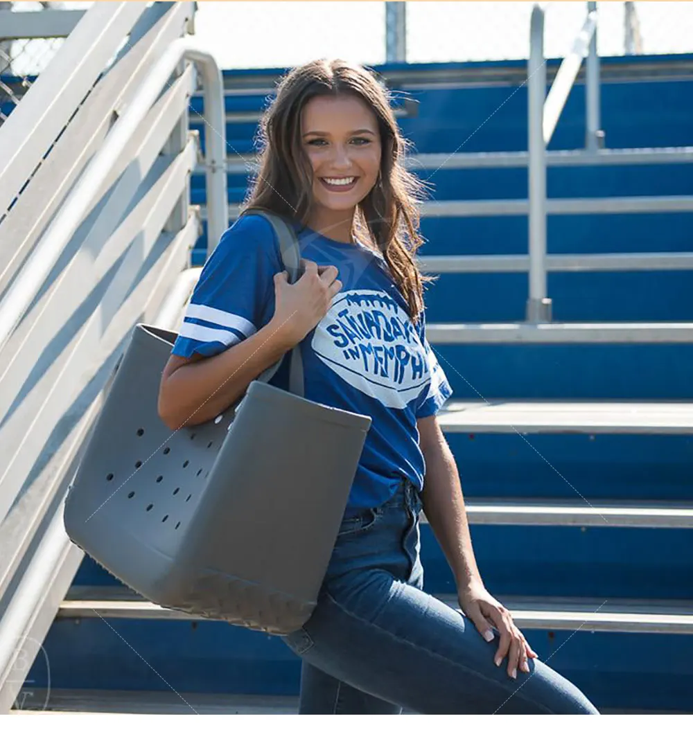 Women Wholesale Beach Waterproof Tote Bags Custom Summer Rubber Totes Pvc O Large Fashion Eva Plastic Silicone Bag With Holes