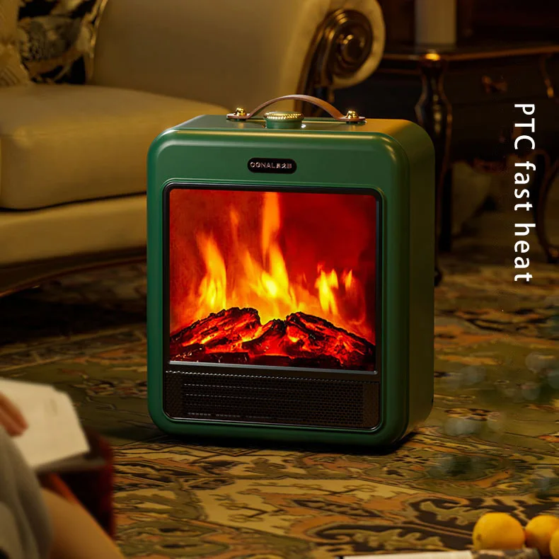 Portable Electric Fireplace Heater Freestanding Space Heater Fireplace Stove with 3D Realistic Flame 1700W for Indoor Use