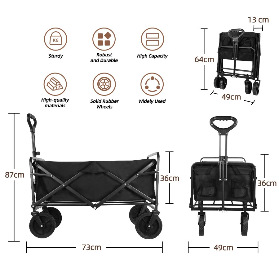 Beach Garden Pull Trolley Collapsible Folding Outdoor Portable Utility Cart Heavy Duty Large Capacity Foldable Wagon