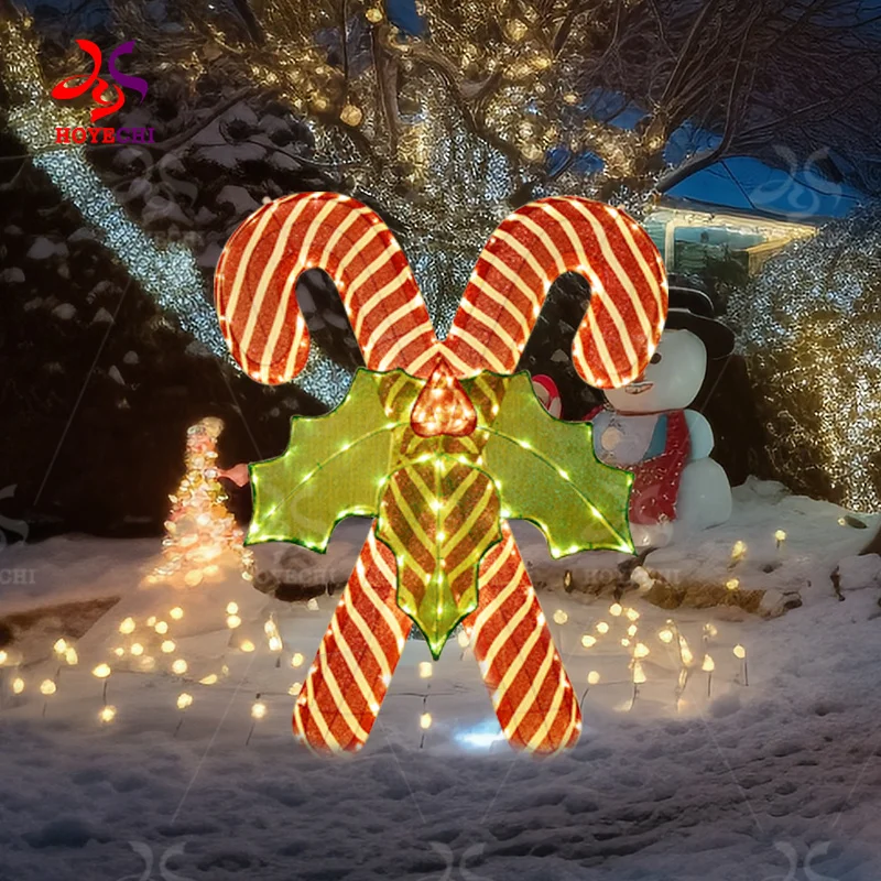 Custom Factory wholesale new 3D Christmas decoration candy cane shape Garden decoration