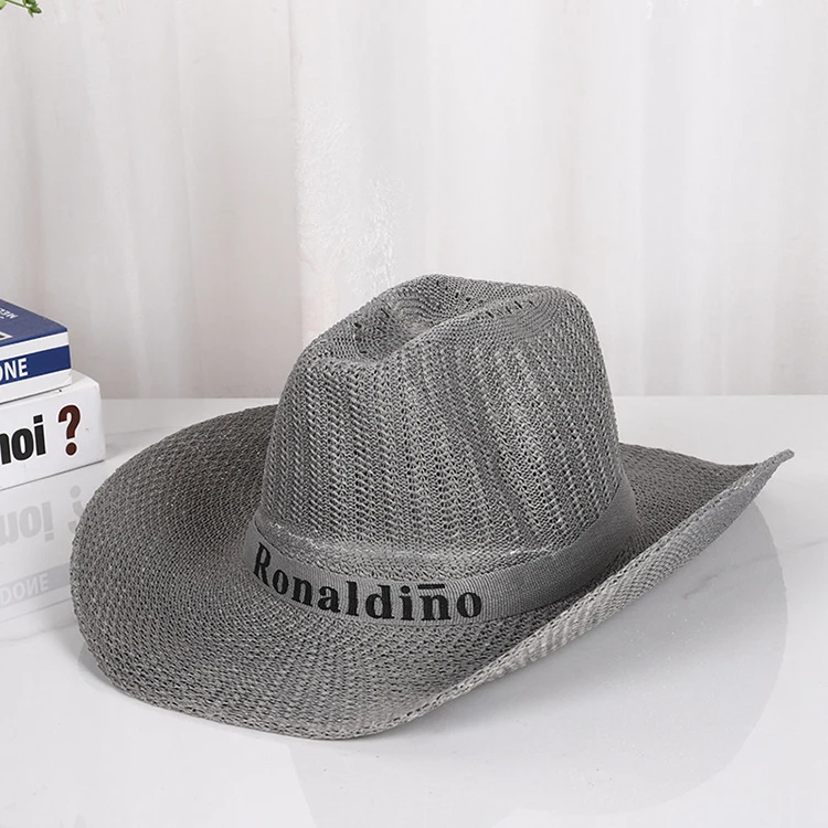 factory custom logo promotional cowgirl hat cap designer personalized paper braid straw quick dry cowboy hat wide brim unisex
