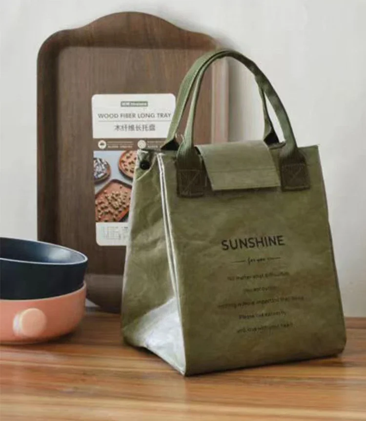 High Quality Brown Durable Waterproof Coated Dupont Paper Thermal Bag Insulated Lunch Cooler Tyvek Bag For Food With Custom Logo