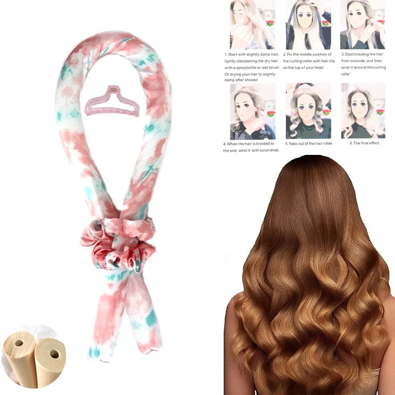 Soft Magic Foam Sponge Hair Curl Rollers Curling Rod Headband Heatless Hair Curl Curling Ribbon Silk Hair Curlers