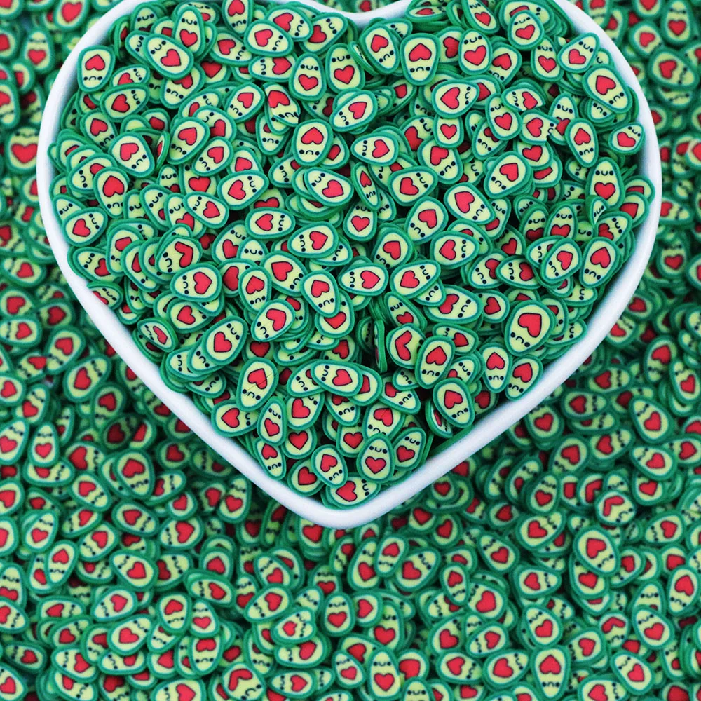 100G Fruit Polymer Clay Love Heart Avocado Slices Polymer Clay Sprinkles Slices For Slime Filler DIY Clay Crafts Nail Art