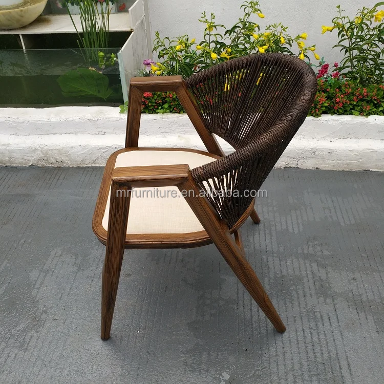 Hot Sales High Quality Aluminum Frame Outdoor Garden Chair French Style Restaurant Used Rope Armchair Dining Chair for Bistro