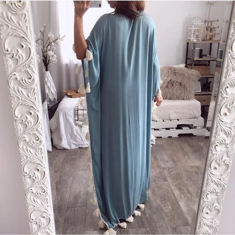 wholesale 2024 June hot sale Middle Eastern muslim plus-size robe V-neck evening dress abaya muslim dress