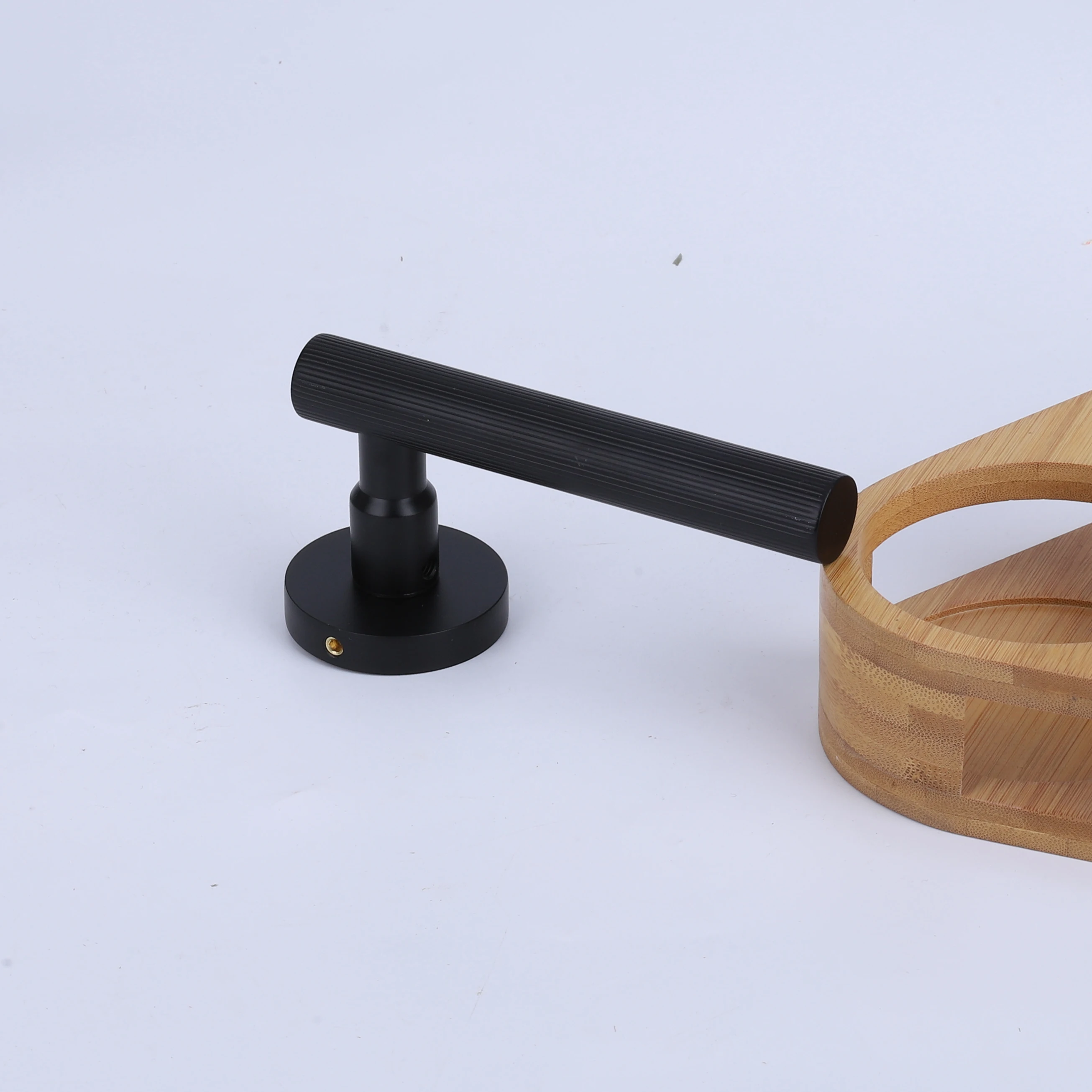 In Stock Low Moq Spain style Balcony Hotel Bathroom Door Handle Black Matte Door Lock Handle Set