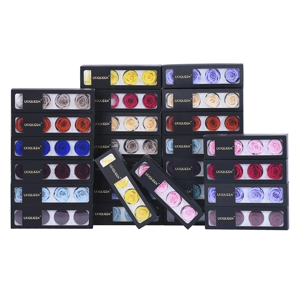 Original Factory Flower Material 6-7 cm Real Natural Eternal Forever Immortal Flower Head Preserved Roses