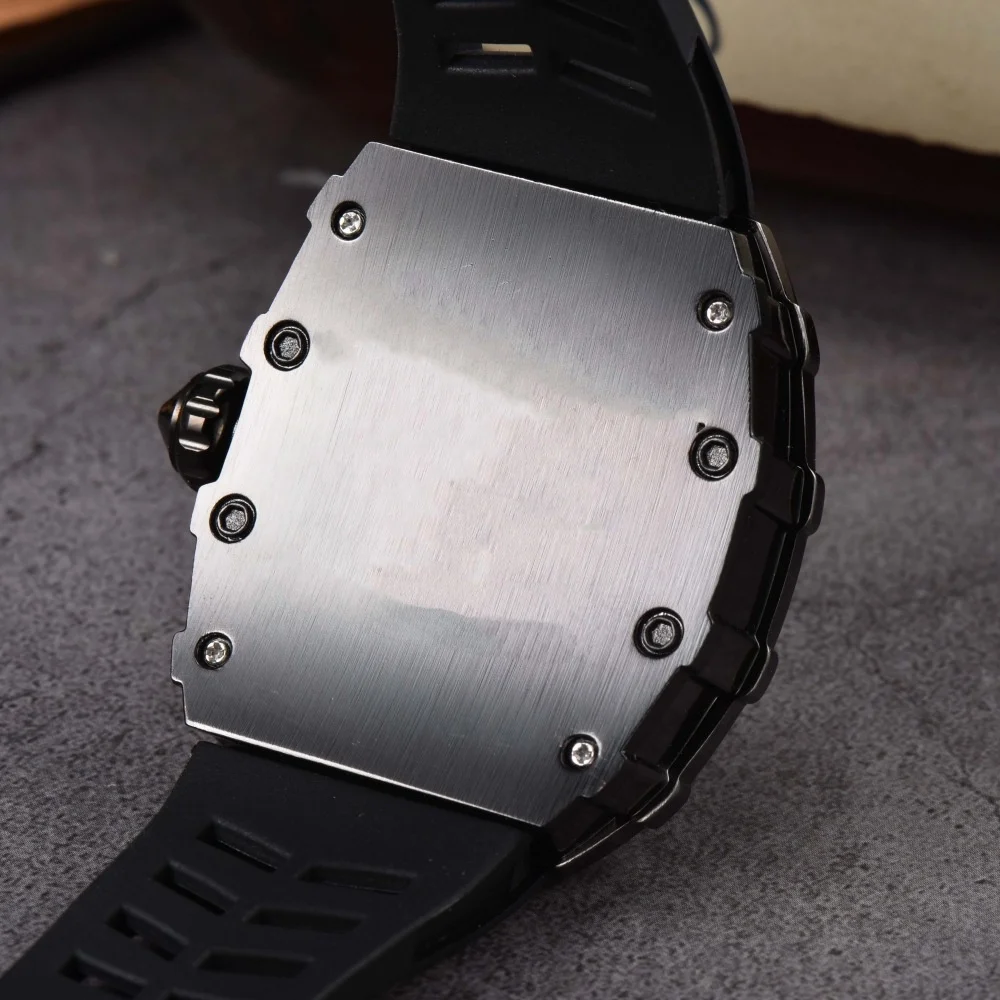 2024 New Hollow Out Colorful Diamond Luxury Watch barrel shaped 3D stereoscopic Richard Calendar Fashion Quartz  Watch for Men
