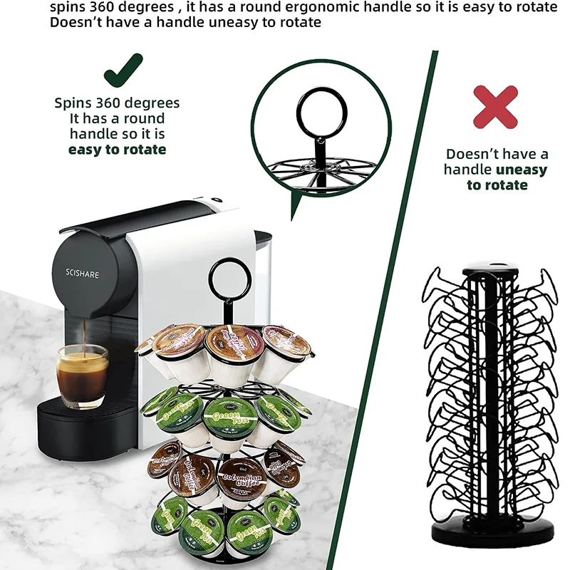 The Best Coffee Pod Carousel Holder For Nespresso Original Capsules 36 Coffee Station Capsules Storage Organizer For Countertop