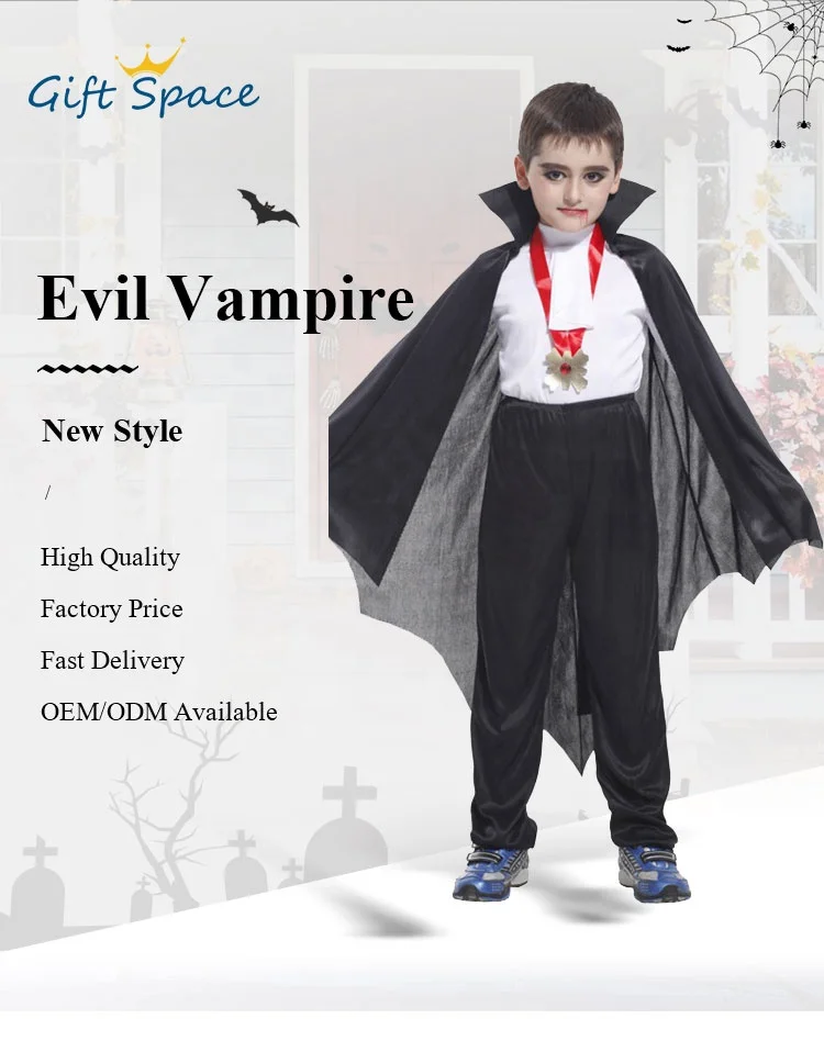 Wholesale Halloween Boys Costumes Carnival Children Horror Red Hood Night Robr Vampire Costume