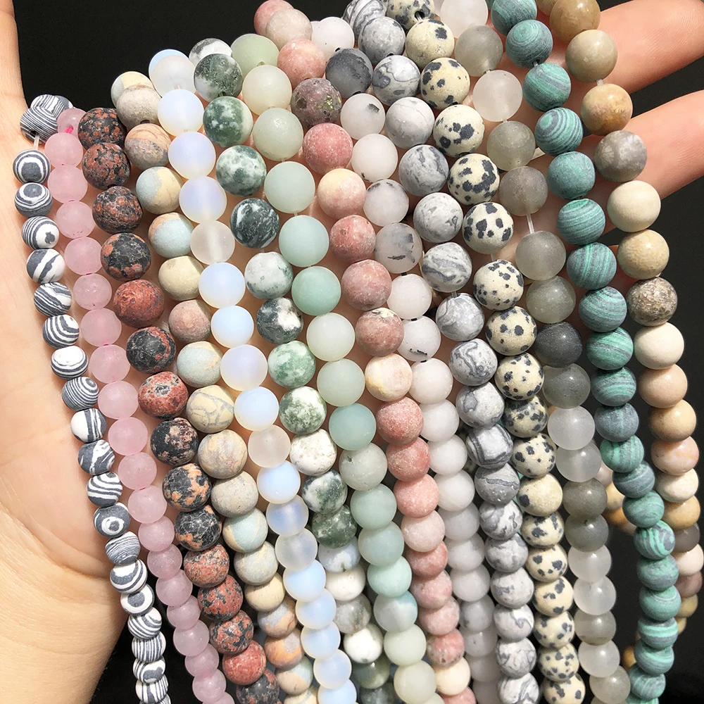 
Wholesale Matte Frosted Morganite/Agates/Tiger Eye/Turquoise Howlite Stone Round Beads for Jewelry Making Diy Bracelet 