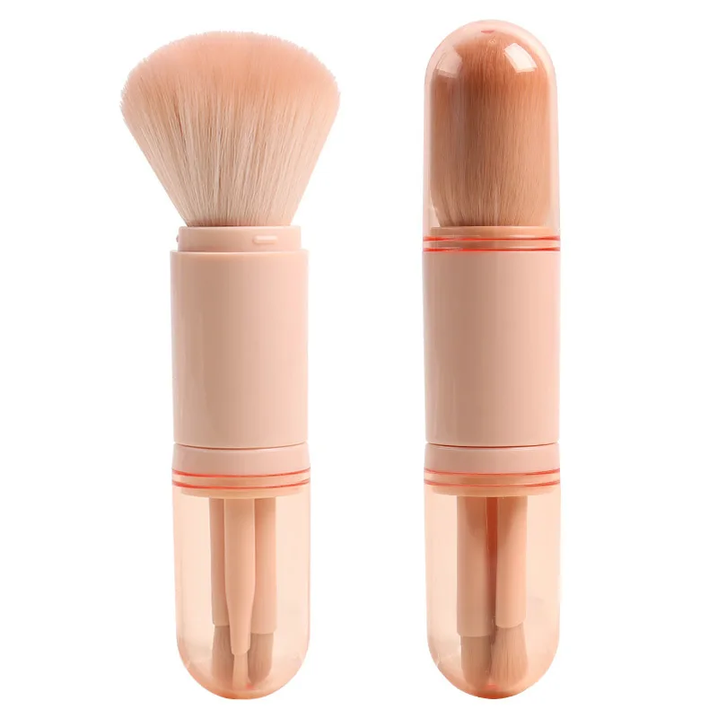 
Four-In-One Retractable Travel Makeup Brush Set Double Ended Cosmetic Brush Private Label Makeup Tool 