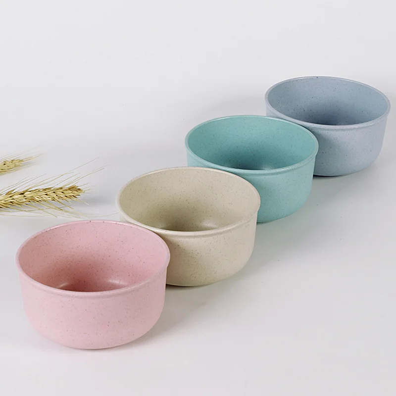 Modern Small Plastic Paper PP Wheat Straw Soup Rice Bowl Set round Square Pattern Serving Bowls for Ramen Dessert PC Material
