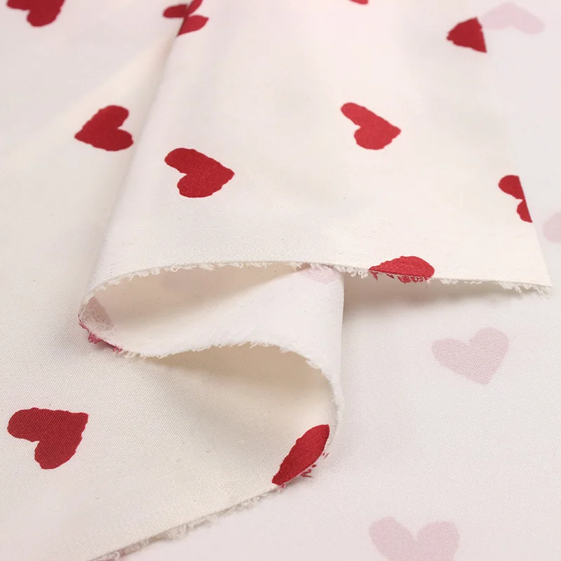 polyester taffeta heart pattern printed fabric for sleep clothing
