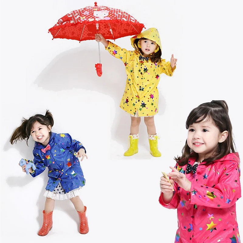 Children Fashion Five-Pointed Bow Waterproof Breathable Raincoat Raincoat Toddler Rain Coat