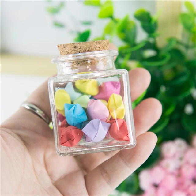 Rectangular Clear Glass Bottle with Wooden Stopper Wishing Decoration Bottles and Storage Jar Wholesale and Free of Freight