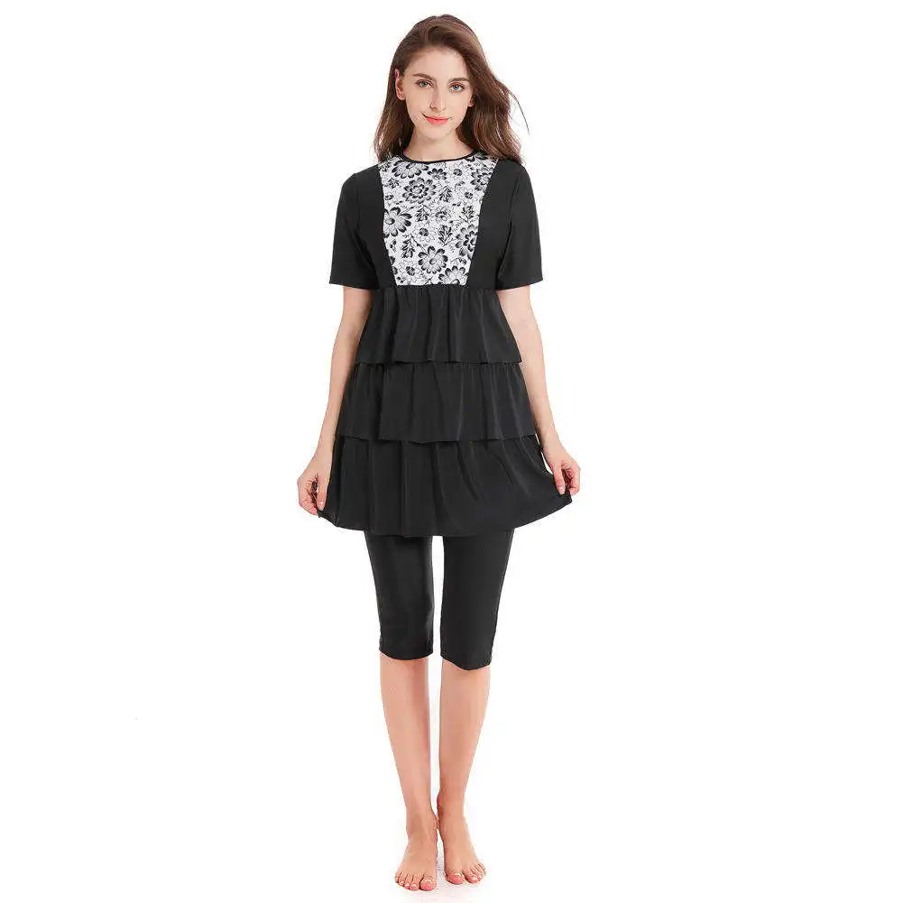 Black Swimming Suit For Muslim Fashion Swimwear Women Swimsuit Long Sleeve Arabic Turkey Pakistani Islamic Swim Wear