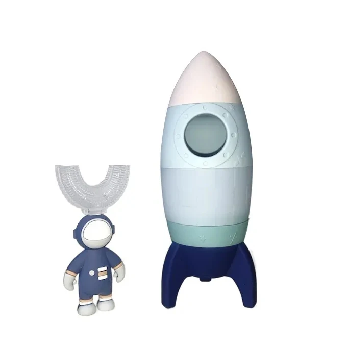 New Popular children astronaut toy space rocket toy baby Safe chewing silicone stacking toy