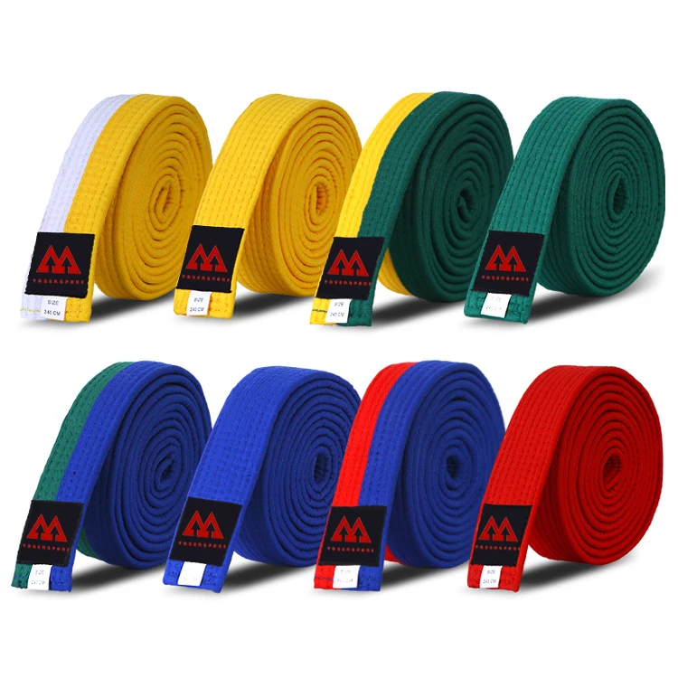 Custom orange blue white taekwondo karate belts with embroidery