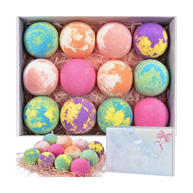 Private Label Colorful Natural Vegan Gift Set Essential Oil Spa Kids Bubble Fizzy Bath Bomb Bath Fizzies Organic