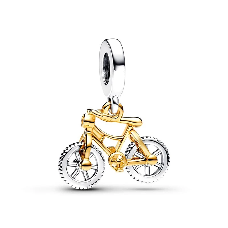 925 Silver Two-tone Adventure Car Bicycle Hot Air Balloon Leaf Firefly Murano Glass Butterfly Golden Beads Fit Pan DIY Bracelet